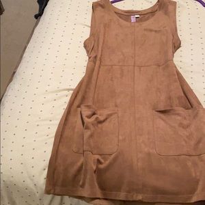 Brown suede mini dress